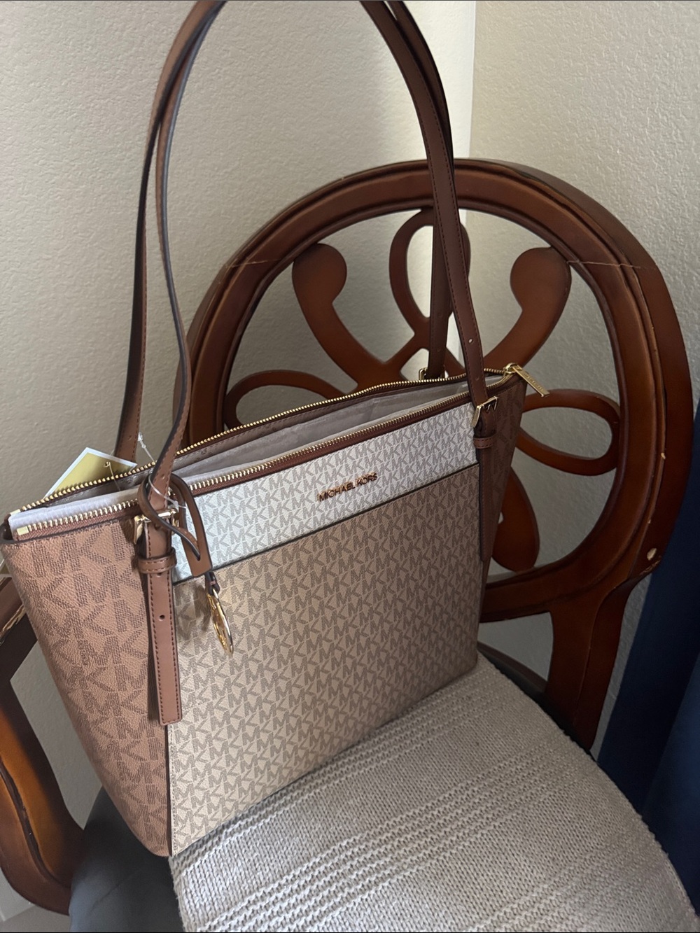 Michael Kors Two-Tone Brown & Cream Signature Tote